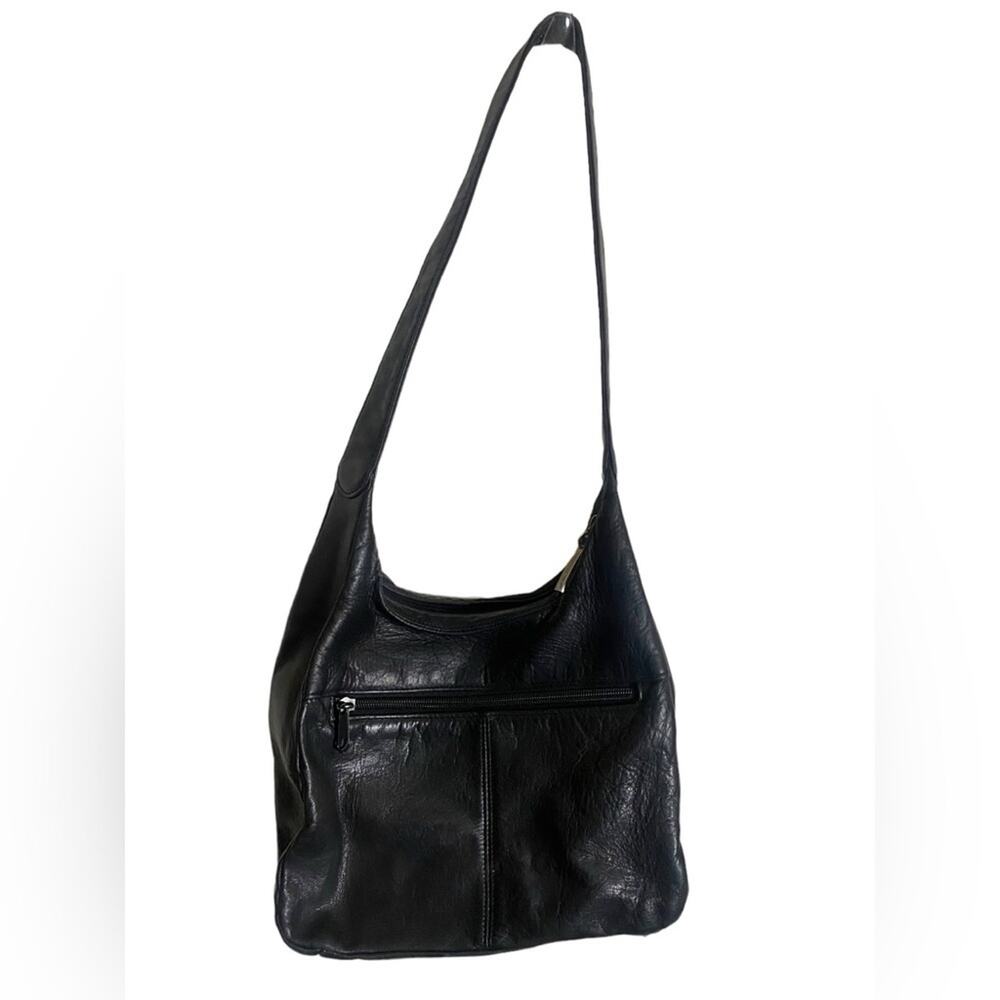 Tignanello Solid Black Leather Shoulder Bag One W… - image 2